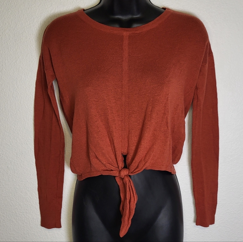 Madewell Rust Long Sleeve Tie-Front Top size XXSmall